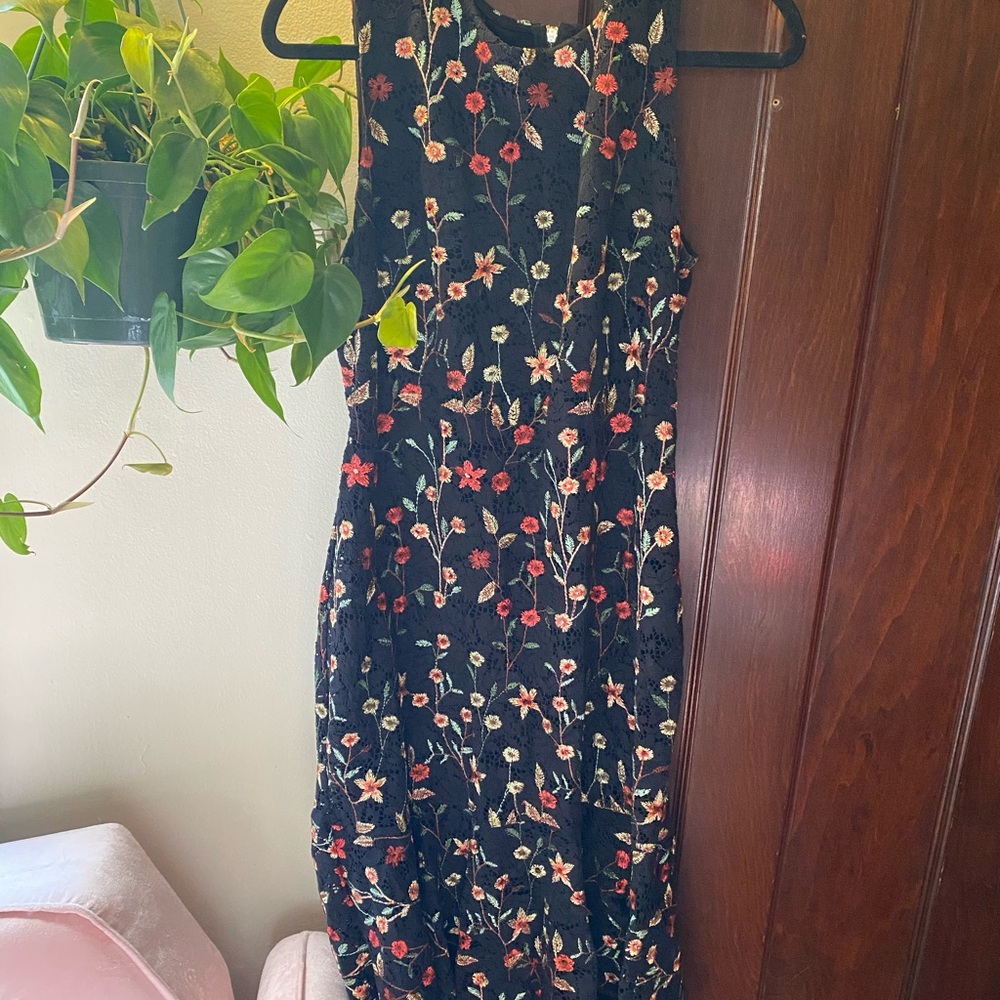 Calvin Klein black floral lace dress